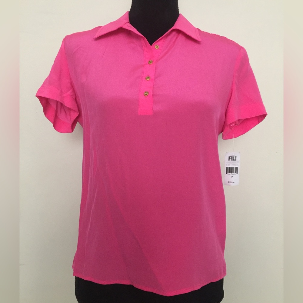 Amanda Uprichard Bright Fuschia Pink 100% Silk Top